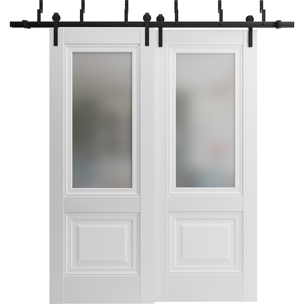 Sartodoors Sliding Closet Bi-fold Doors 84 x 80in, Sete 6933 Nebraska Grey W/ Frosted Glass, Sturdy Tracks SETE6933BF-NEB-84 - main